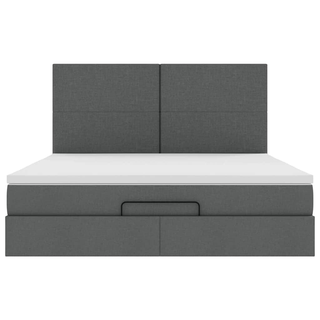 Ottoman bed met matras en LED's 180x200cm stof donkergrijs is nu te koop bij PeponiXL, paradijselijk wonen!