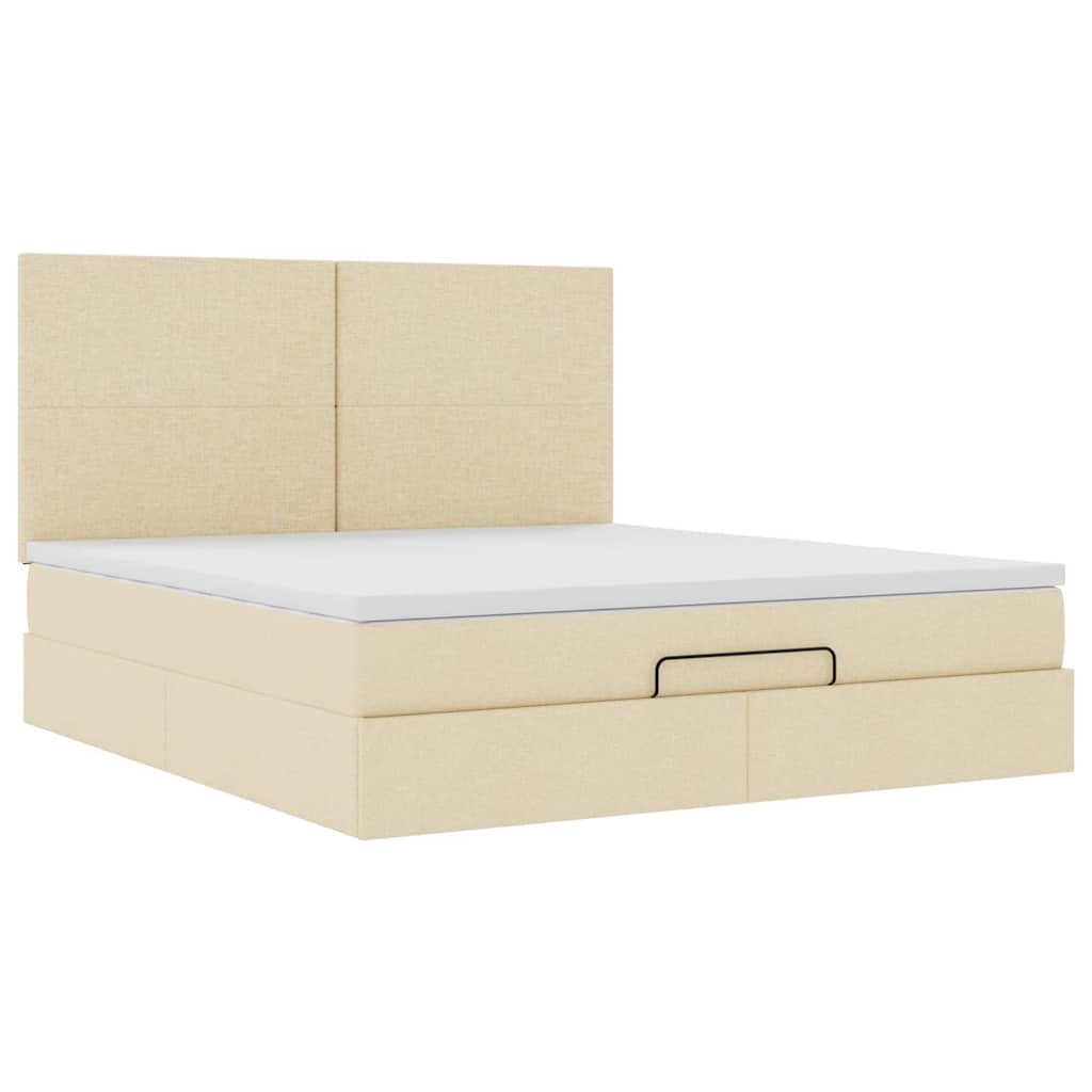 Ottoman bed met matras en LED's 180x200cm stof crèmekleurig is nu te koop bij PeponiXL, paradijselijk wonen!