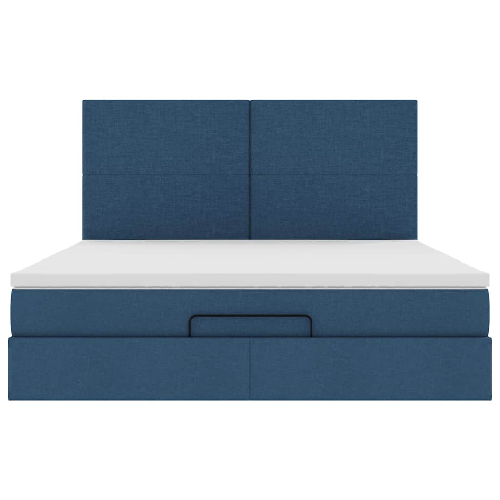 Ottoman bed met matras en LED's 180x200cm stof blauw is nu te koop bij PeponiXL, paradijselijk wonen!