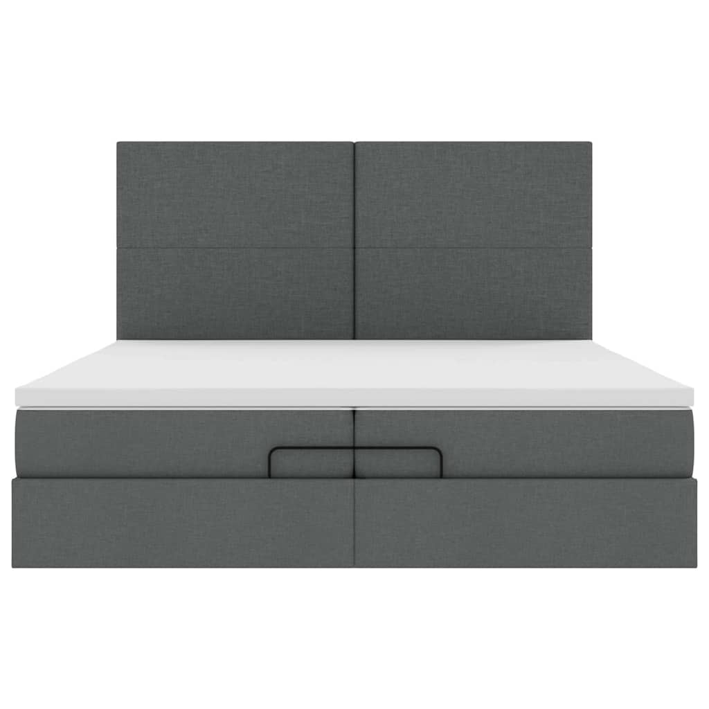Ottoman bed met matrassen en LED's 200x200cm stof donkergrijs is nu te koop bij PeponiXL, paradijselijk wonen!