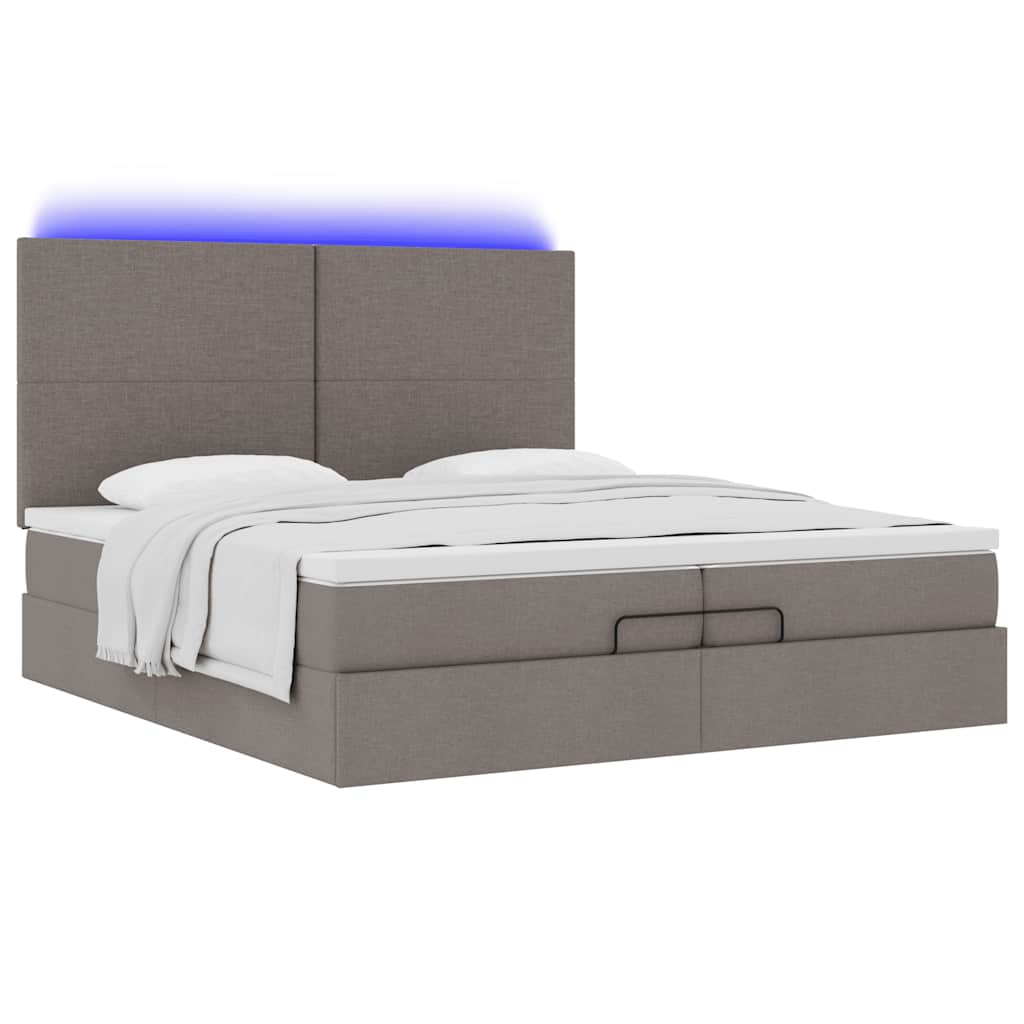 Ottoman bed met matrassen en LED's 200x200cm stof taupe is nu te koop bij PeponiXL, paradijselijk wonen!