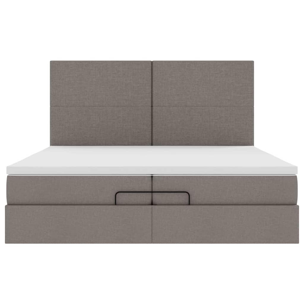 Ottoman bed met matrassen en LED's 200x200cm stof taupe is nu te koop bij PeponiXL, paradijselijk wonen!