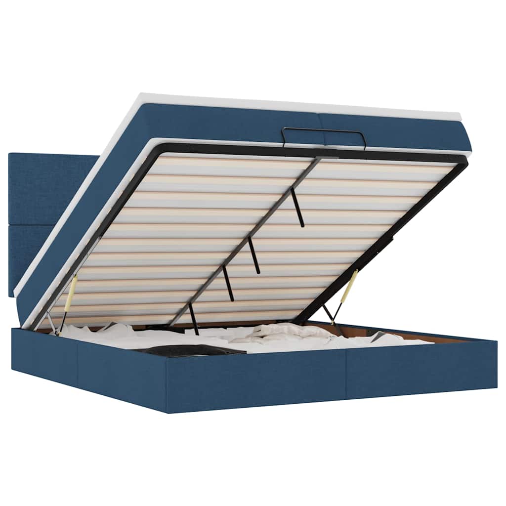 Ottoman bed met matrassen en LED's 200x200cm stof blauw is nu te koop bij PeponiXL, paradijselijk wonen!