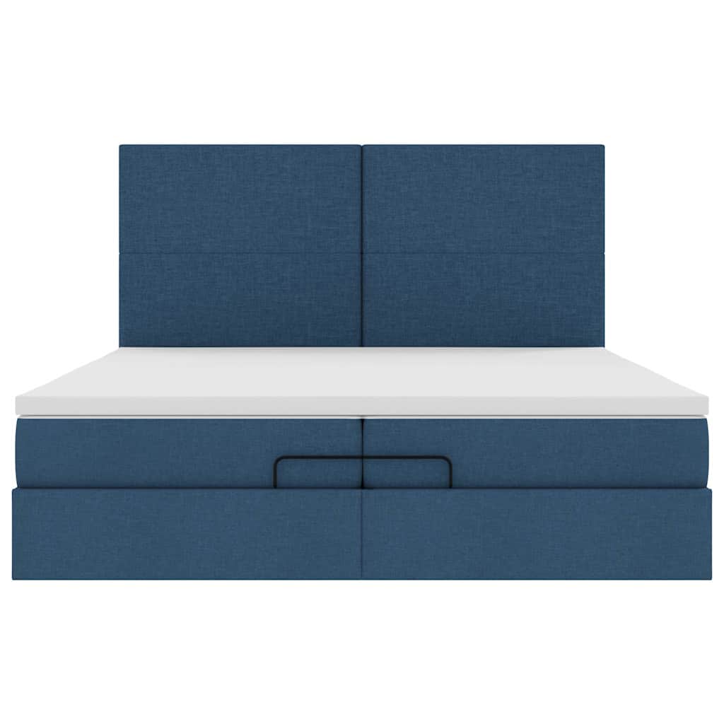 Ottoman bed met matrassen en LED's 200x200cm stof blauw is nu te koop bij PeponiXL, paradijselijk wonen!