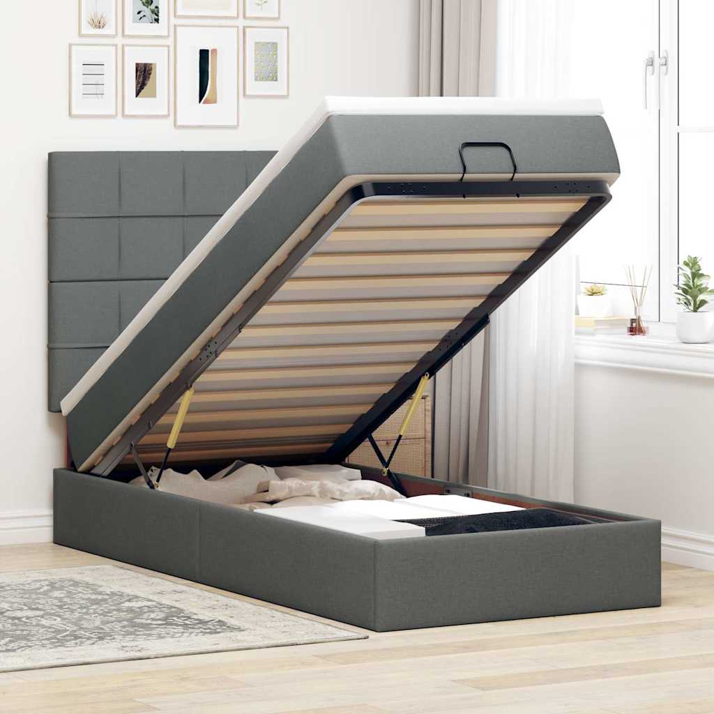 Bed poef met matras en LED's stof 80x200 cm donkergrijs is nu te koop bij PeponiXL, paradijselijk wonen!