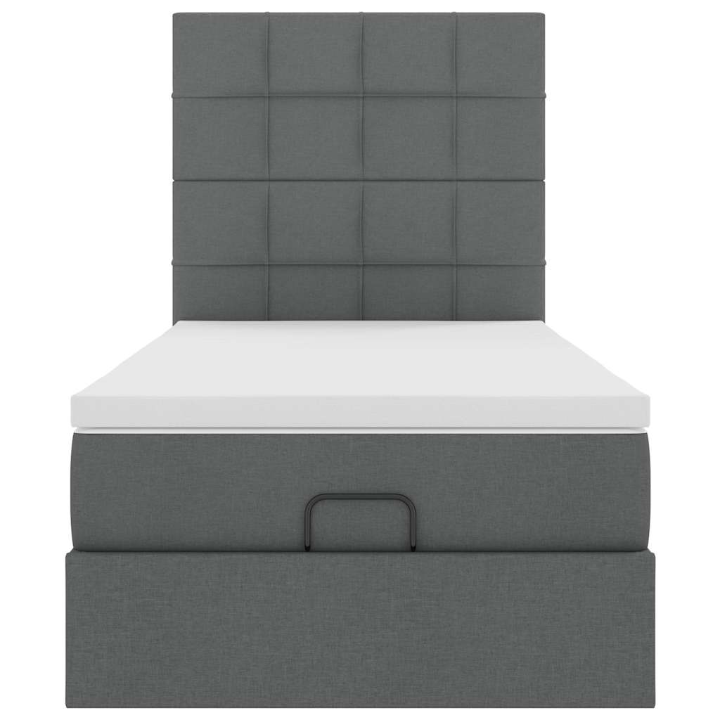 Ottoman bed met matras en LED's 90x190cm stof donkergrijs is nu te koop bij PeponiXL, paradijselijk wonen!
