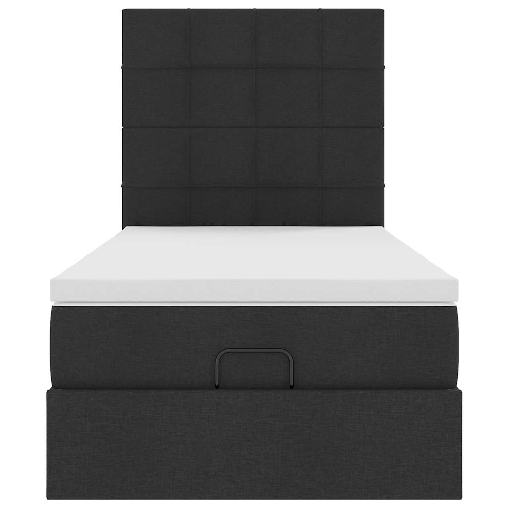 Ottoman bed met matras en LED's 90x190cm stof zwart is nu te koop bij PeponiXL, paradijselijk wonen!
