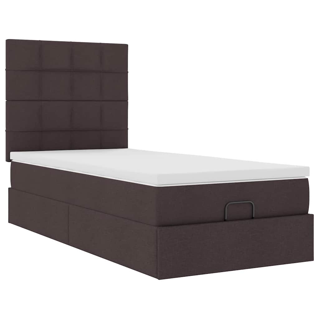 Bed poef met matras en LED's 90x200 cm stof donkerbruin is nu te koop bij PeponiXL, paradijselijk wonen!