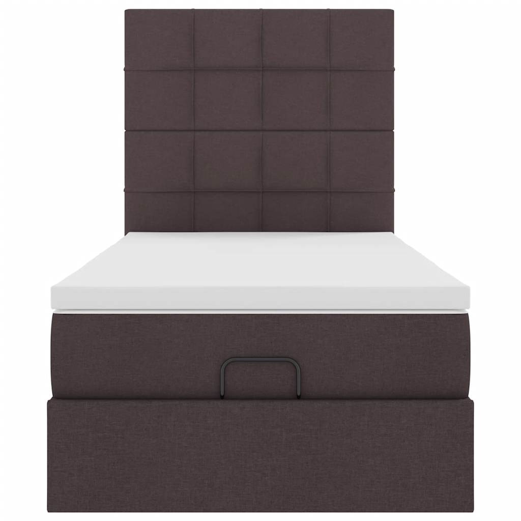 Bed poef met matras en LED's 90x200 cm stof donkerbruin is nu te koop bij PeponiXL, paradijselijk wonen!