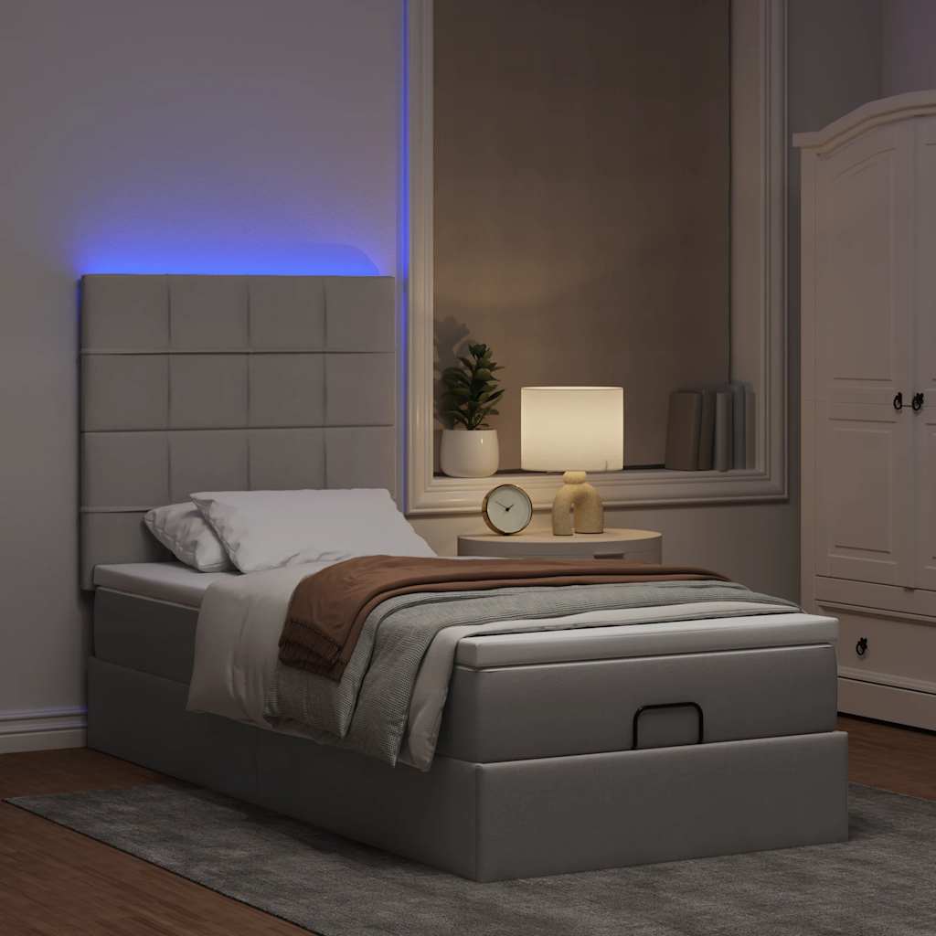 Bed poef met matras en LED's 90x200 cm stof taupe is nu te koop bij PeponiXL, paradijselijk wonen!