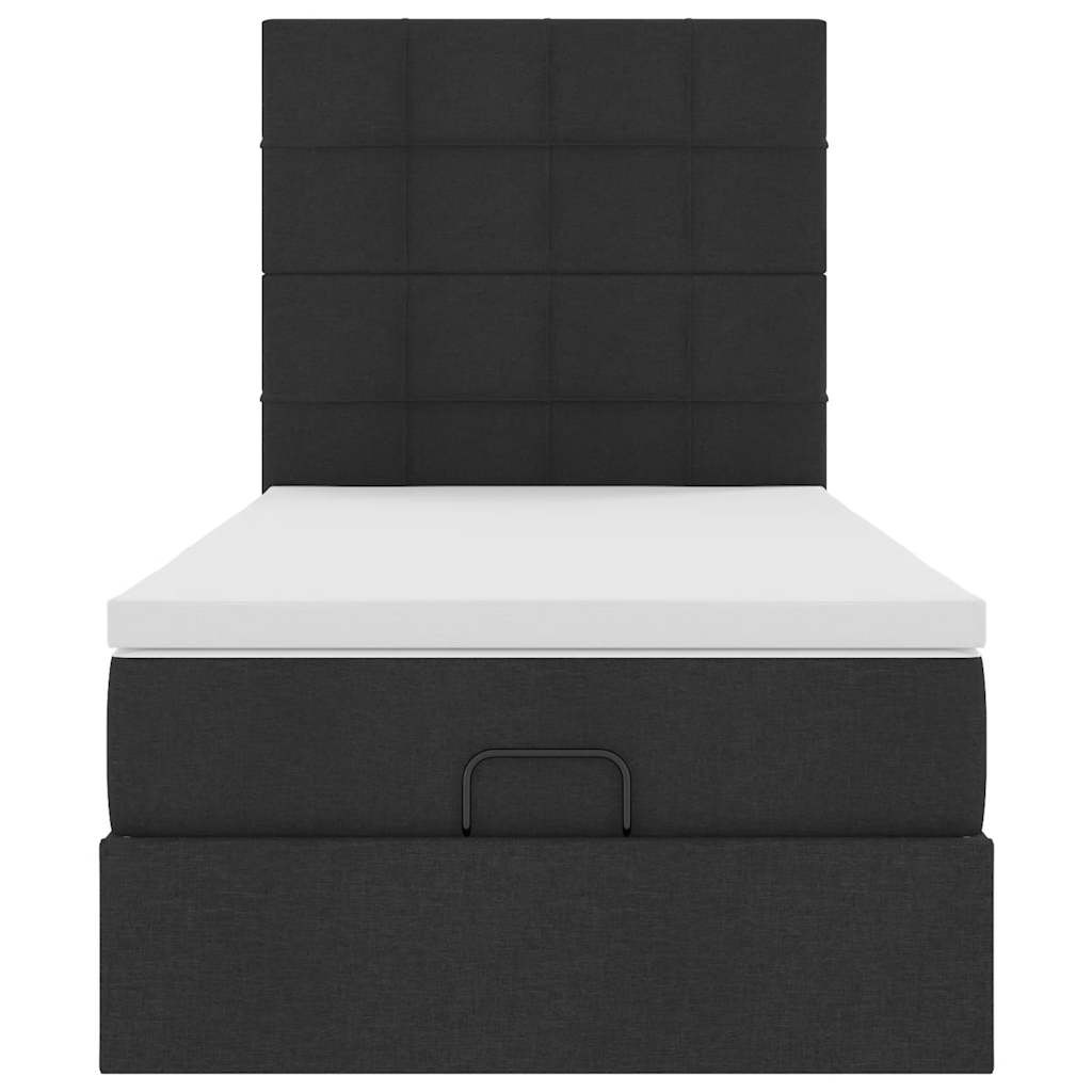 Ottoman bed met matras en LED's 100x200cm stof zwart is nu te koop bij PeponiXL, paradijselijk wonen!