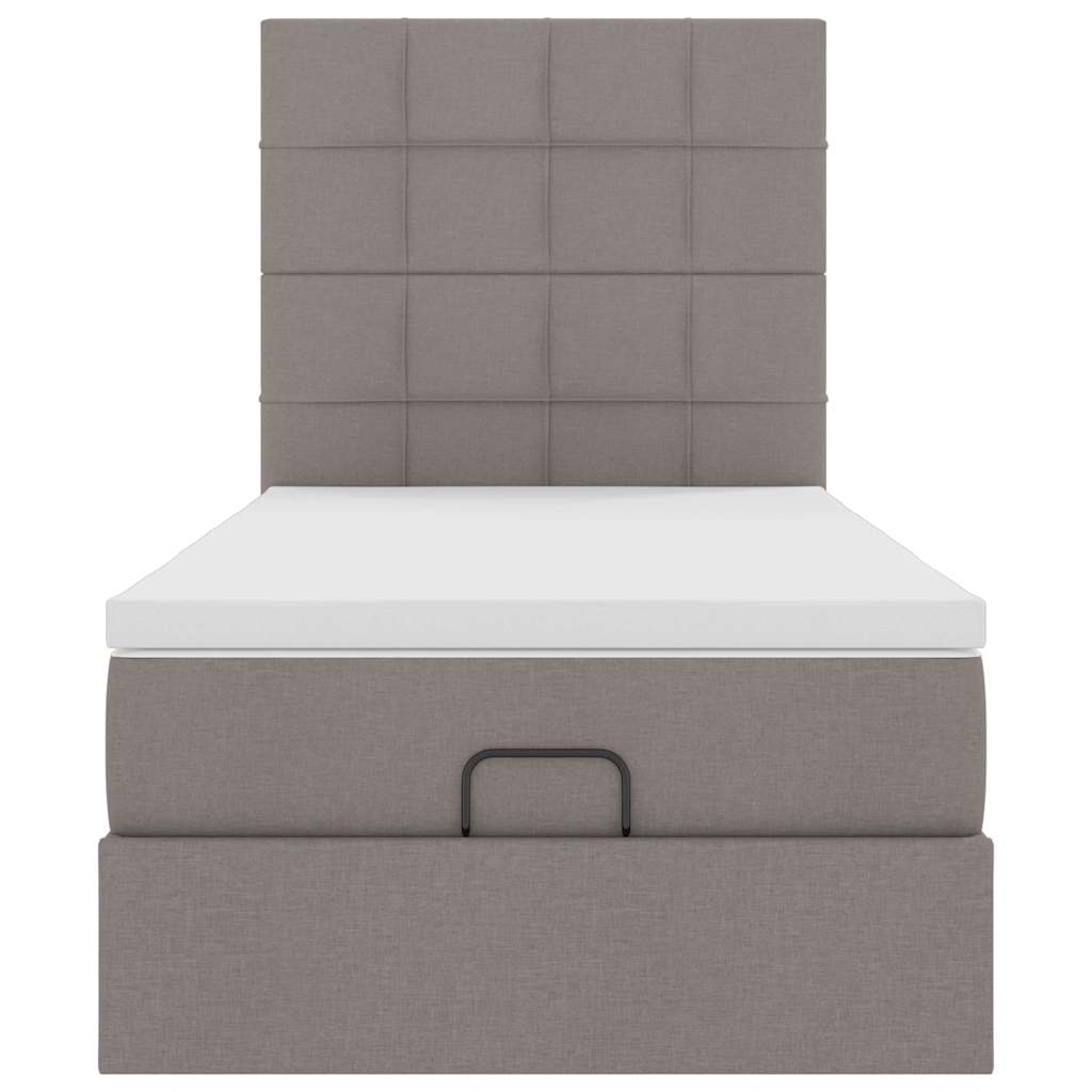 Ottoman bed met matras en LED's 100x200cm stof taupe is nu te koop bij PeponiXL, paradijselijk wonen!
