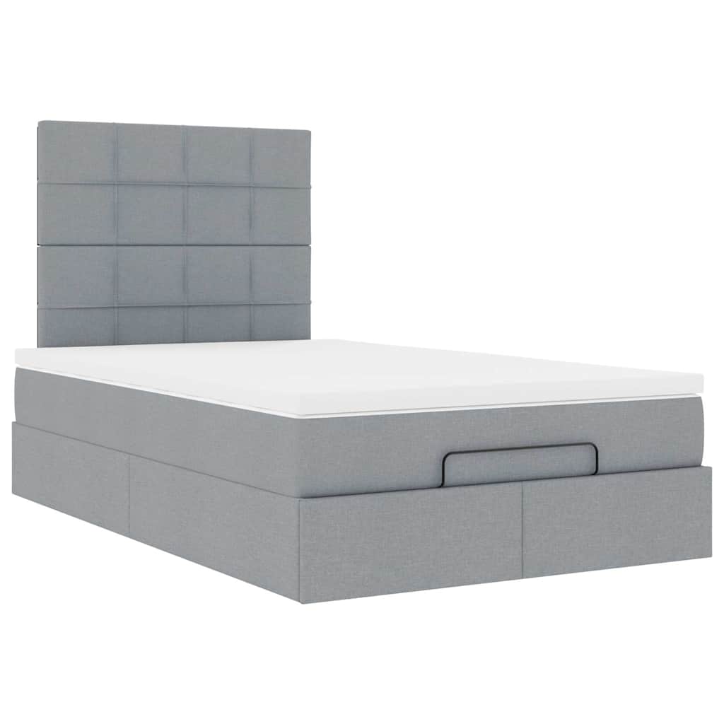 Ottoman bed met matras en LED's 120x190 cm stof lichtgrijs is nu te koop bij PeponiXL, paradijselijk wonen!