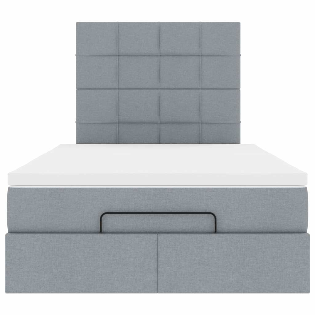 Ottoman bed met matras en LED's 120x190 cm stof lichtgrijs is nu te koop bij PeponiXL, paradijselijk wonen!