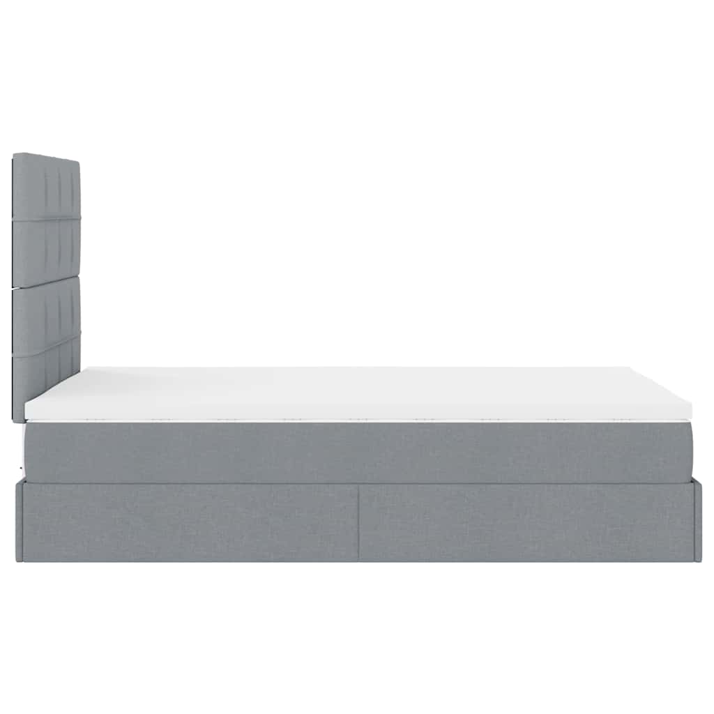 Ottoman bed met matras en LED's 120x190 cm stof lichtgrijs is nu te koop bij PeponiXL, paradijselijk wonen!