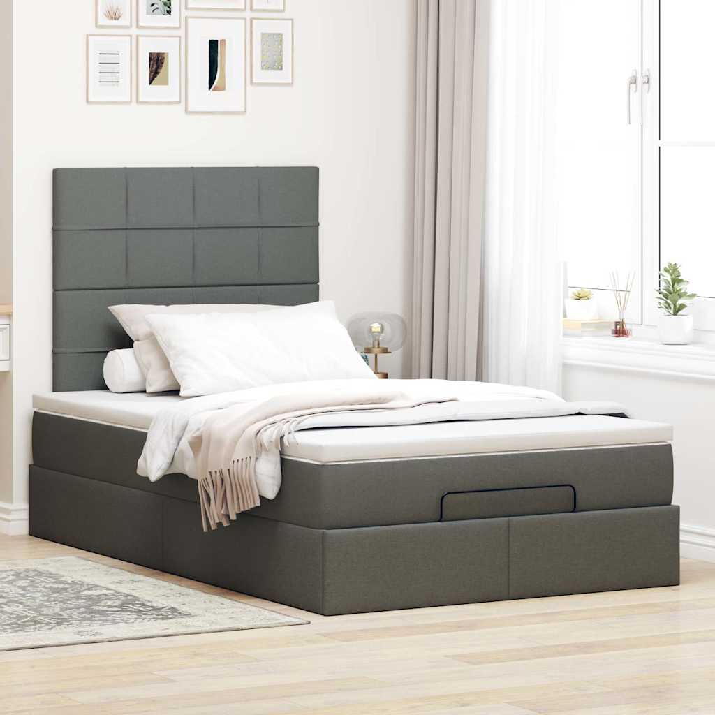 Ottoman bed met matras en LED's 120x190 cm stof donkergrijs is nu te koop bij PeponiXL, paradijselijk wonen!