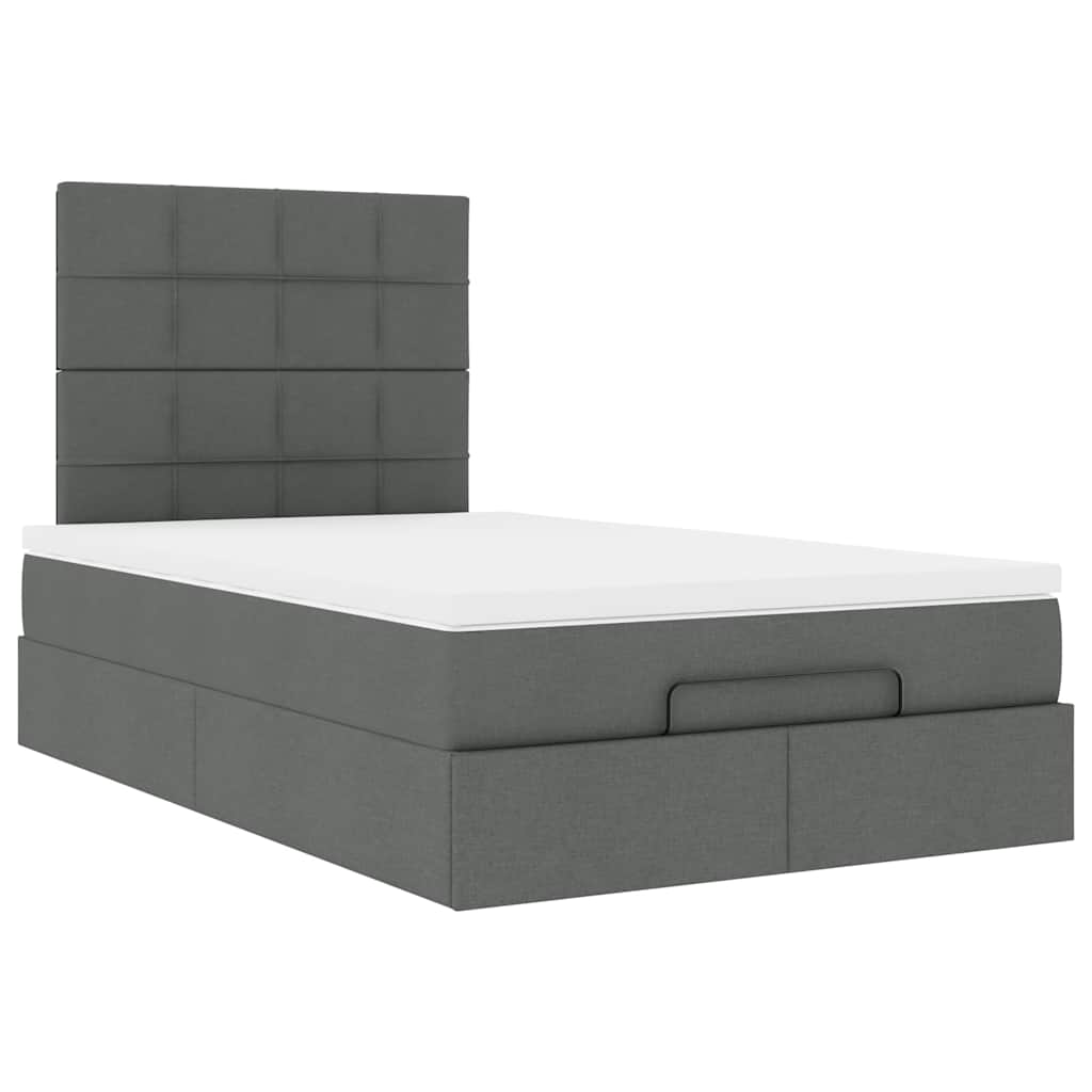 Ottoman bed met matras en LED's 120x190 cm stof donkergrijs is nu te koop bij PeponiXL, paradijselijk wonen!