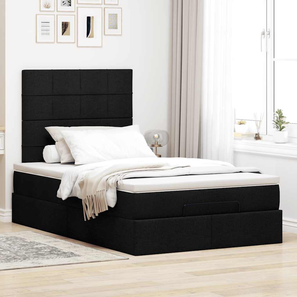 Ottoman bed met matras en LED's 120x190 cm stof zwart is nu te koop bij PeponiXL, paradijselijk wonen!