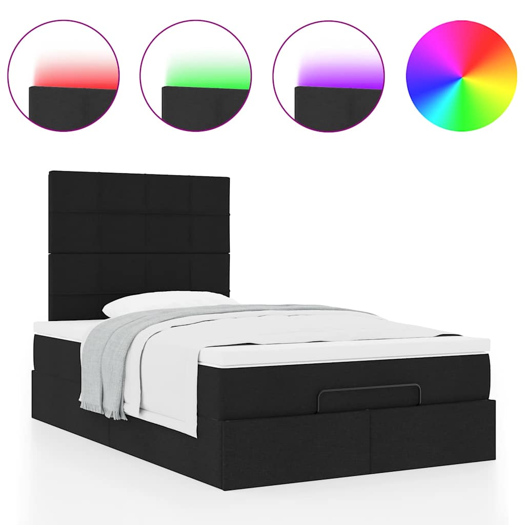 Ottoman bed met matras en LED's 120x190 cm stof zwart is nu te koop bij PeponiXL, paradijselijk wonen!