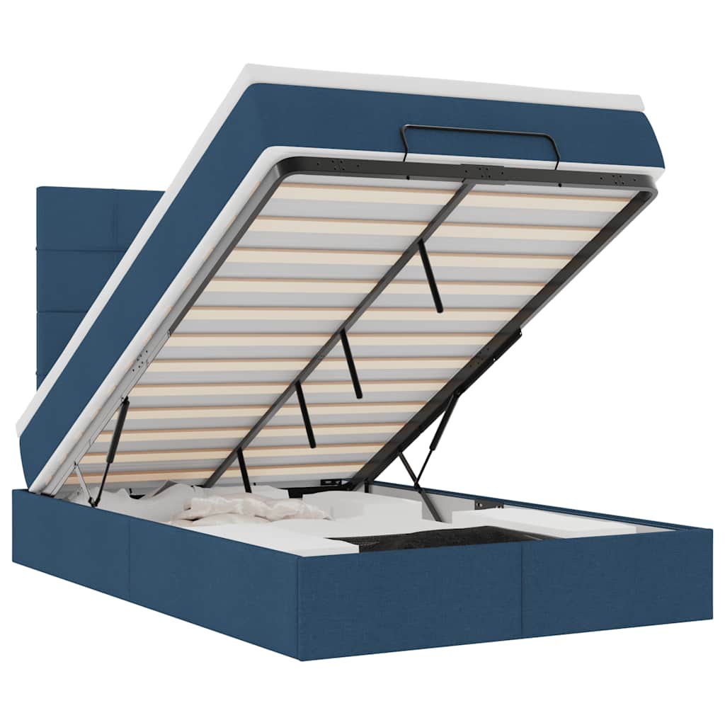 Ottoman bed met matras en LED's 120x190 cm stof blauw is nu te koop bij PeponiXL, paradijselijk wonen!