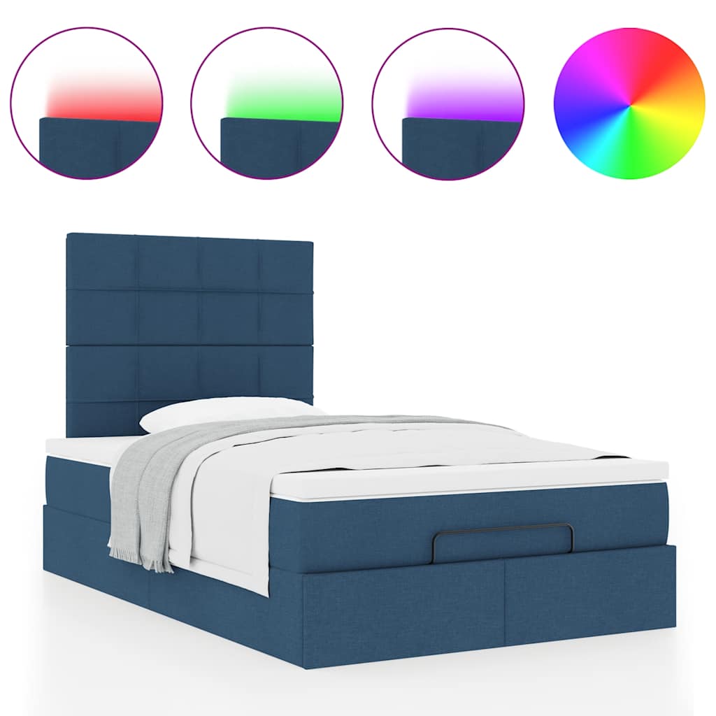 Ottoman bed met matras en LED's 120x190 cm stof blauw is nu te koop bij PeponiXL, paradijselijk wonen!