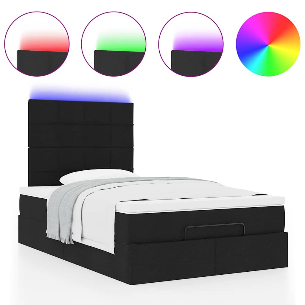 Ottoman bed met matras en LED's 120x200cm stof zwart is nu te koop bij PeponiXL, paradijselijk wonen!