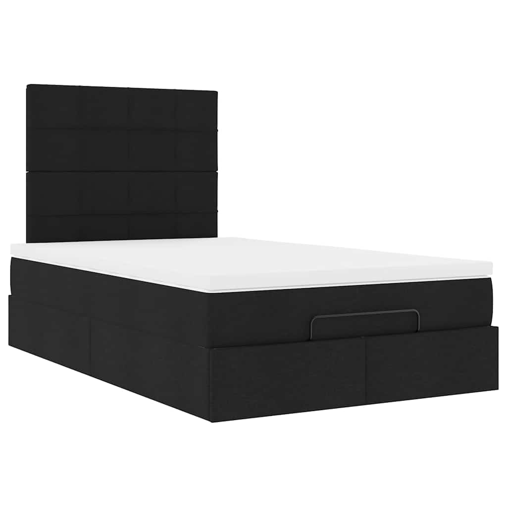 Ottoman bed met matras en LED's 120x200cm stof zwart is nu te koop bij PeponiXL, paradijselijk wonen!