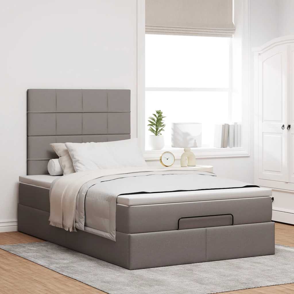 Ottoman bed met matras en LED's 120x200cm stof taupe is nu te koop bij PeponiXL, paradijselijk wonen!