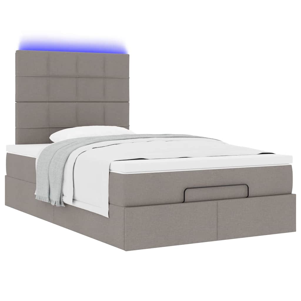 Ottoman bed met matras en LED's 120x200cm stof taupe is nu te koop bij PeponiXL, paradijselijk wonen!