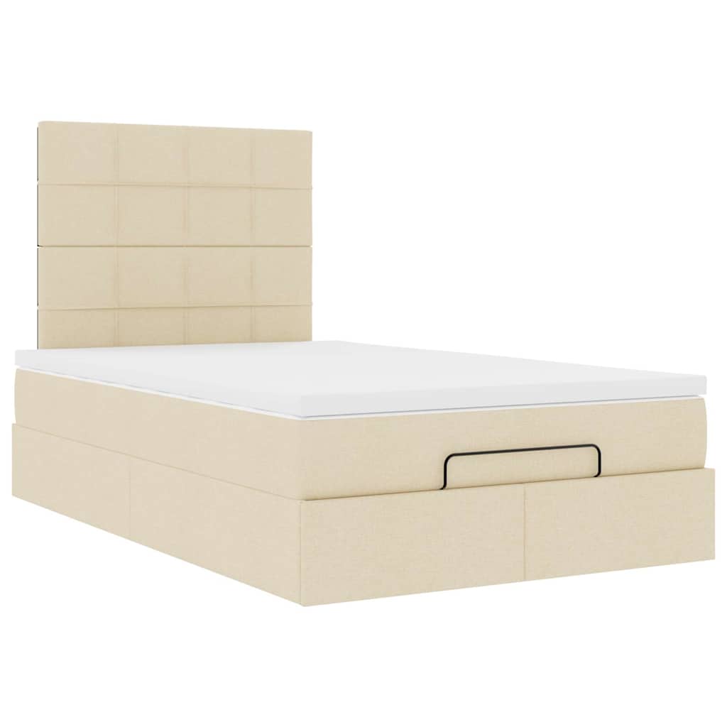 Ottoman bed met matras en LED's 120x200cm stof crèmekleurig is nu te koop bij PeponiXL, paradijselijk wonen!