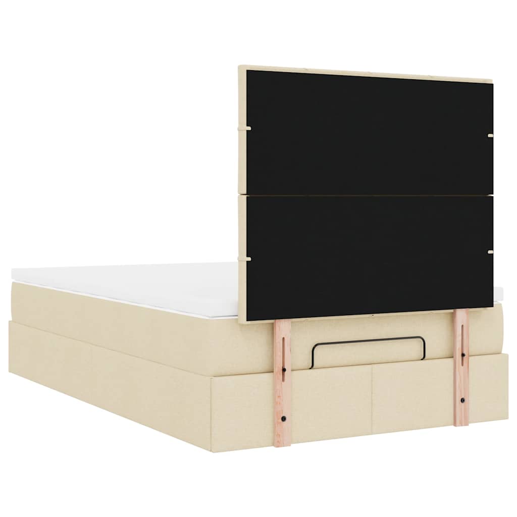 Ottoman bed met matras en LED's 120x200cm stof crèmekleurig is nu te koop bij PeponiXL, paradijselijk wonen!