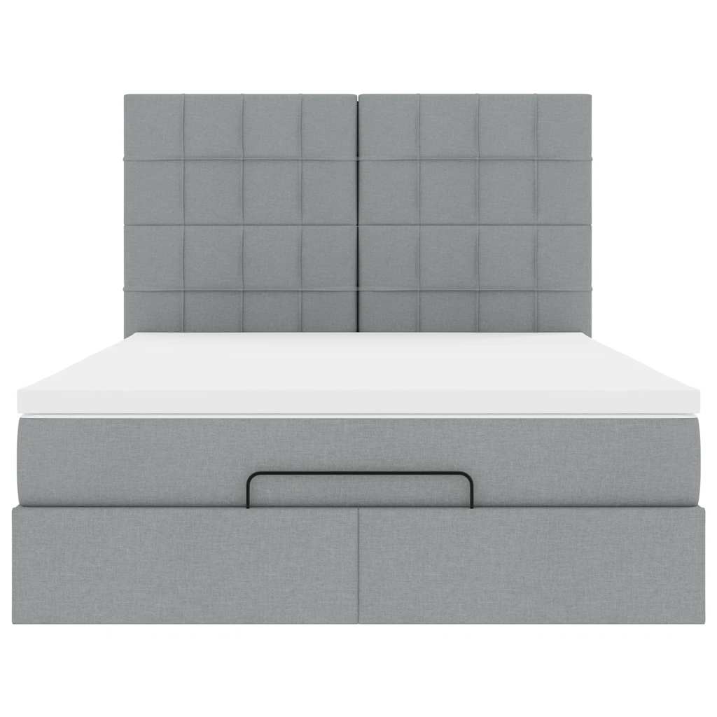 Ottoman bed met matras en LED's 140x190cm stof lichtgrijs is nu te koop bij PeponiXL, paradijselijk wonen!