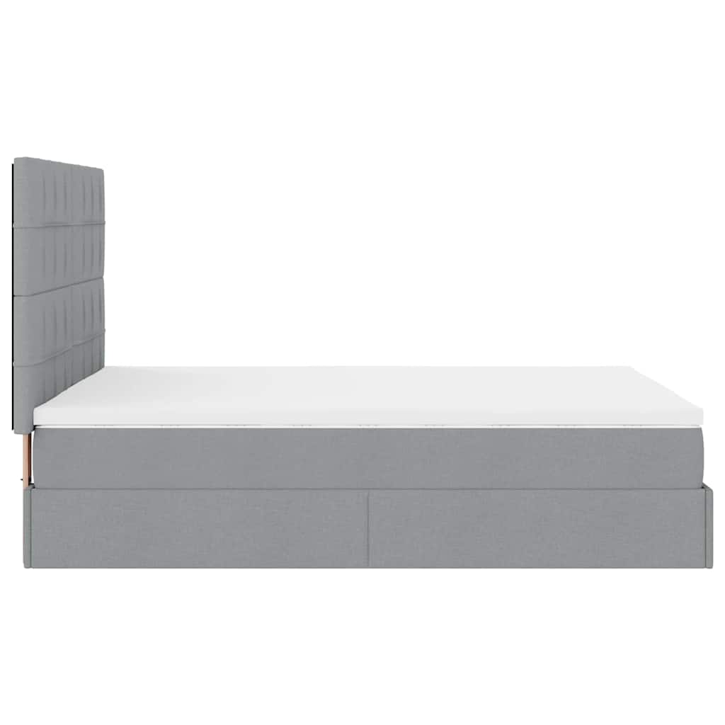 Ottoman bed met matras en LED's 140x190cm stof lichtgrijs is nu te koop bij PeponiXL, paradijselijk wonen!