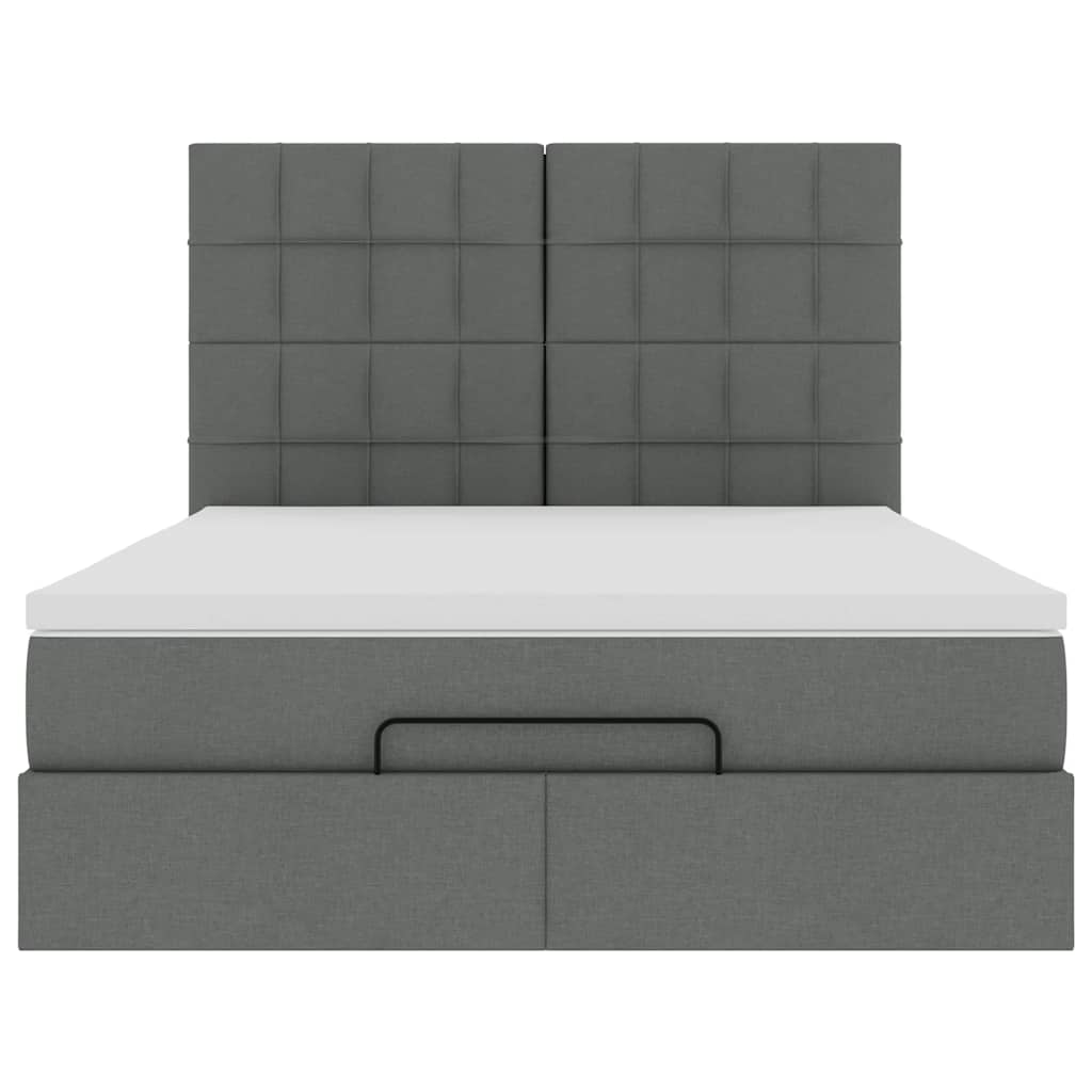 Ottoman bed met matras en LED's 140x190cm stof donkergrijs is nu te koop bij PeponiXL, paradijselijk wonen!