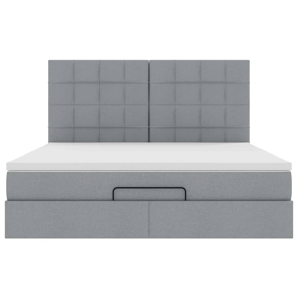 Ottoman bed met matras en LED's 160x200cm stof lichtgrijs is nu te koop bij PeponiXL, paradijselijk wonen!