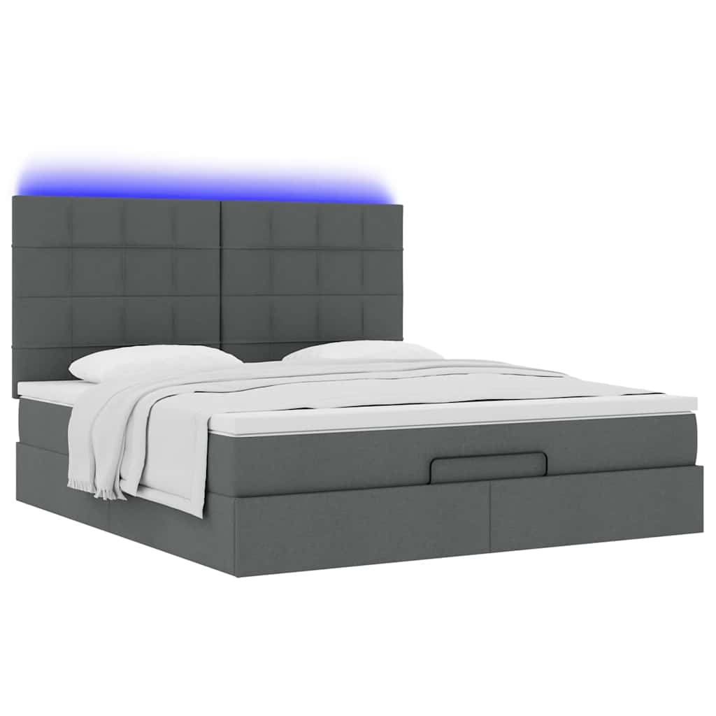 Ottoman bed met matras en LED's 160x200cm stof donkergrijs is nu te koop bij PeponiXL, paradijselijk wonen!