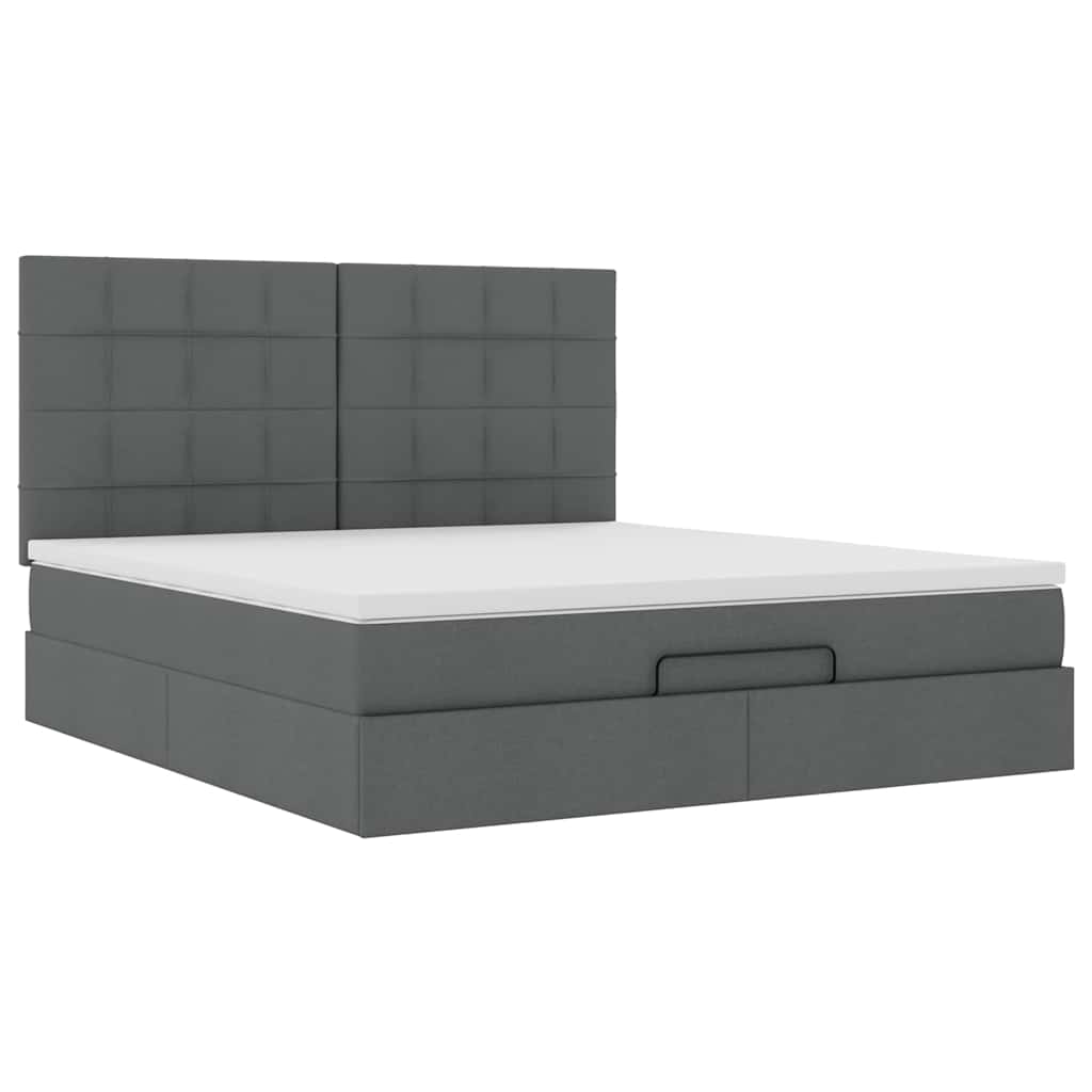 Ottoman bed met matras en LED's 160x200cm stof donkergrijs is nu te koop bij PeponiXL, paradijselijk wonen!