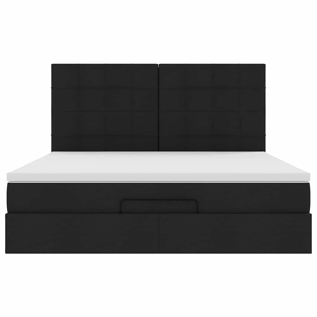 Ottoman bed met matras en LED's 160x200cm stof zwart is nu te koop bij PeponiXL, paradijselijk wonen!
