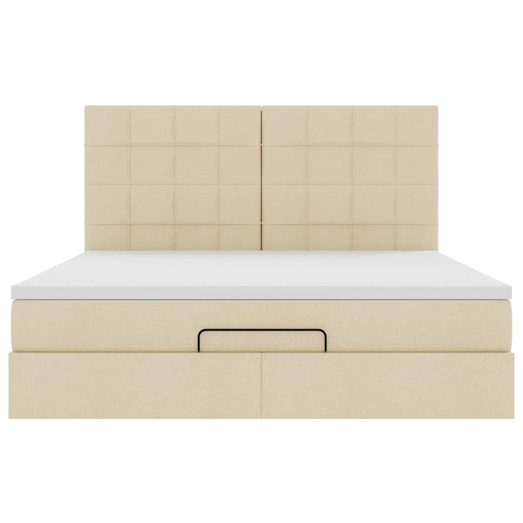 Ottoman bed met matras en LED's 160x200cm stof crèmekleurig is nu te koop bij PeponiXL, paradijselijk wonen!