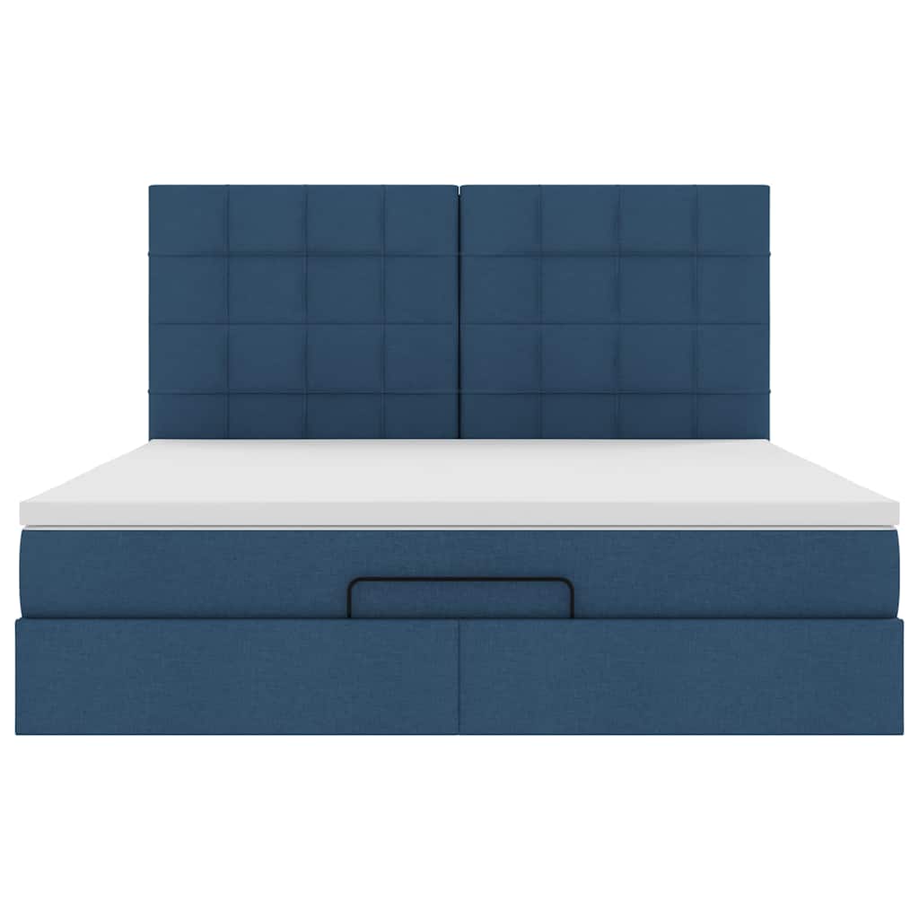 Ottoman bed met matras en LED's 160x200cm stof blauw is nu te koop bij PeponiXL, paradijselijk wonen!