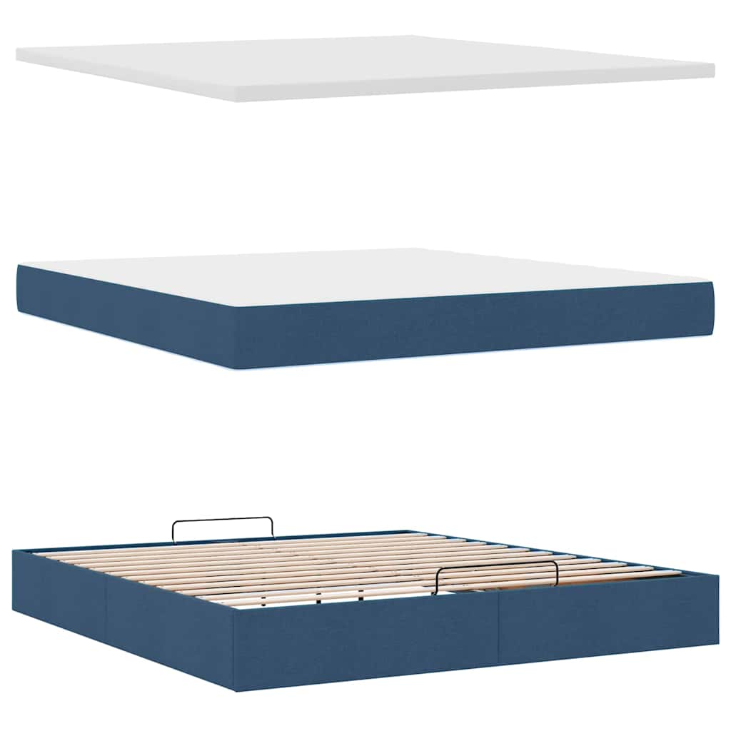 Ottoman bed met matras en LED's 160x200cm stof blauw is nu te koop bij PeponiXL, paradijselijk wonen!