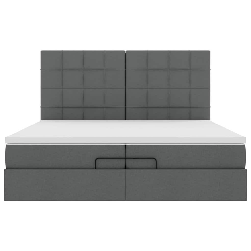 Ottoman bed met matrassen en LED's 200x200cm stof donkergrijs is nu te koop bij PeponiXL, paradijselijk wonen!