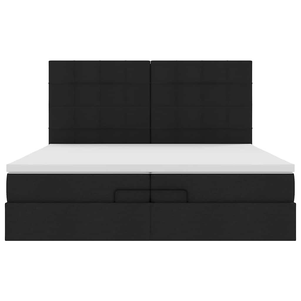 Ottoman bed met matrassen en LED's 200x200cm stof zwart is nu te koop bij PeponiXL, paradijselijk wonen!