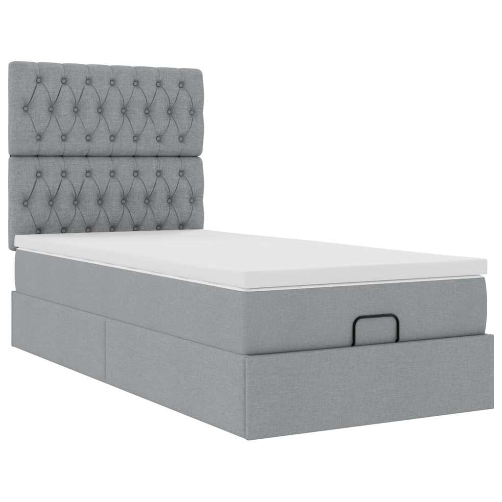 Bed poef met matras en LED's stof 80x200 cm lichtgrijs is nu te koop bij PeponiXL, paradijselijk wonen!