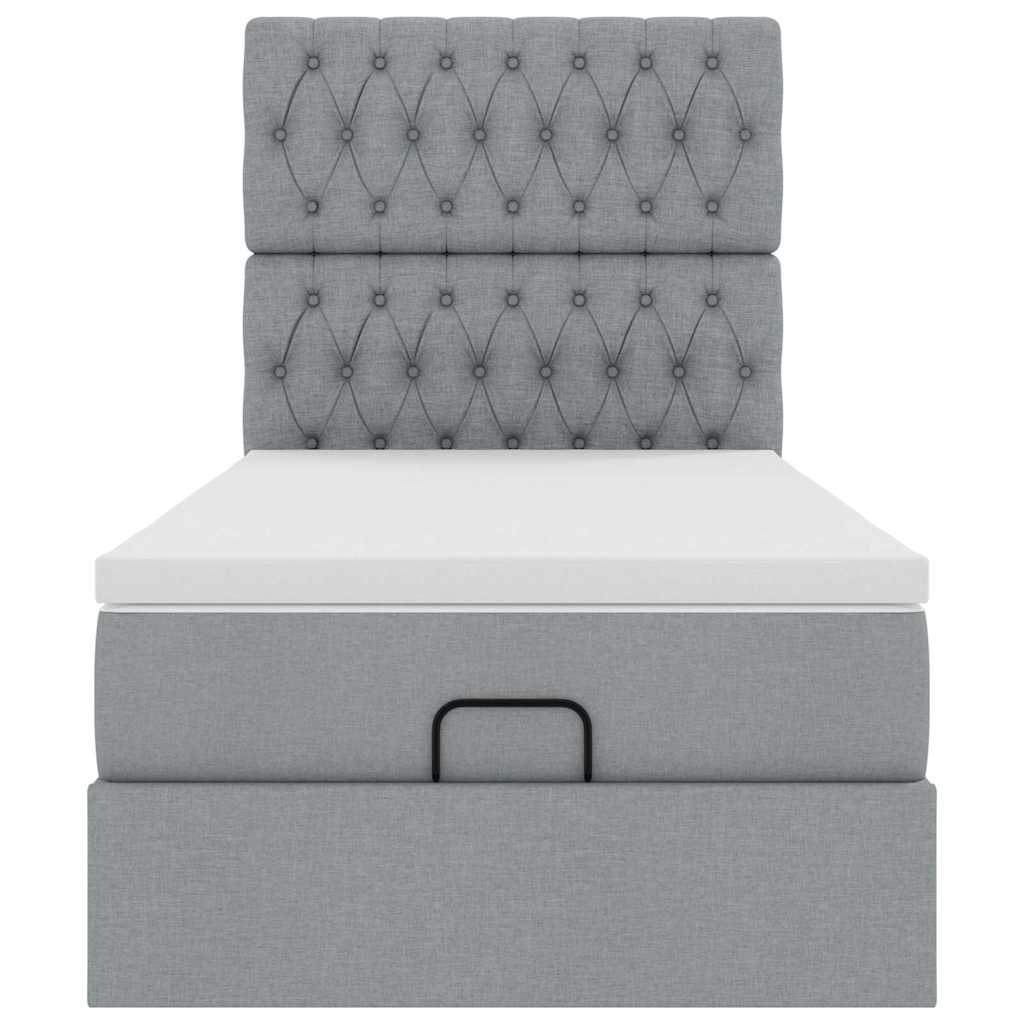 Bed poef met matras en LED's stof 80x200 cm lichtgrijs is nu te koop bij PeponiXL, paradijselijk wonen!