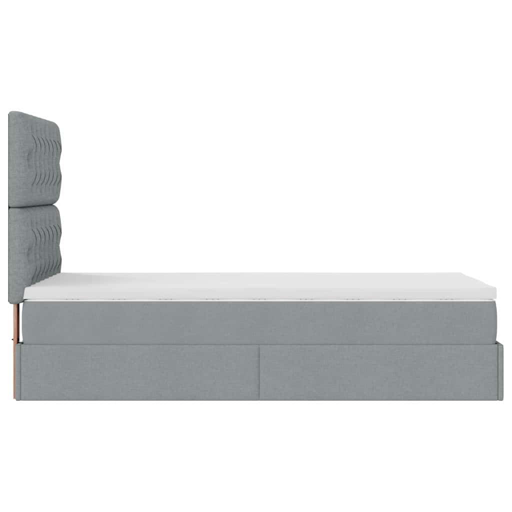 Bed poef met matras en LED's stof 80x200 cm lichtgrijs is nu te koop bij PeponiXL, paradijselijk wonen!