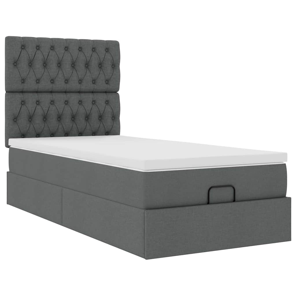 Bed poef met matras en LED's stof 80x200 cm donkergrijs is nu te koop bij PeponiXL, paradijselijk wonen!