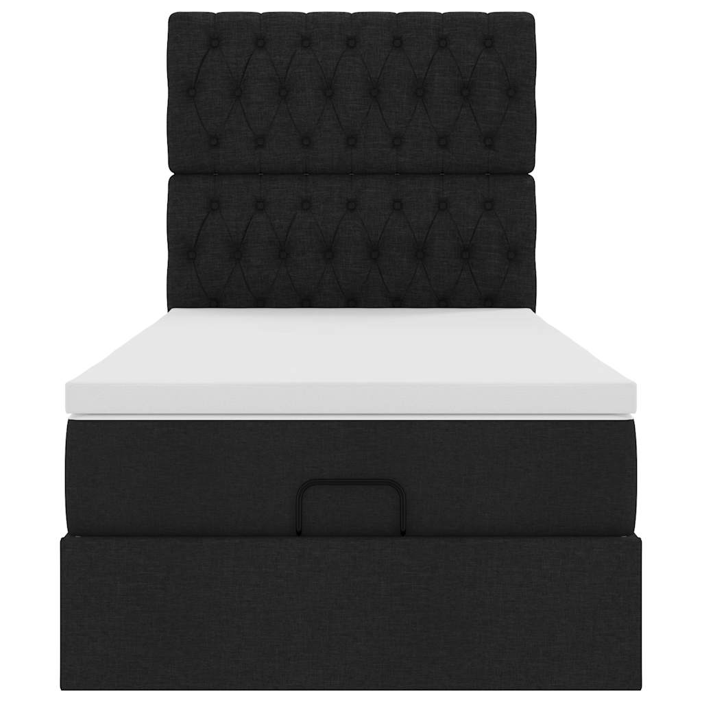 Bed poef met matras en LED's 80x200 cm stof zwart is nu te koop bij PeponiXL, paradijselijk wonen!