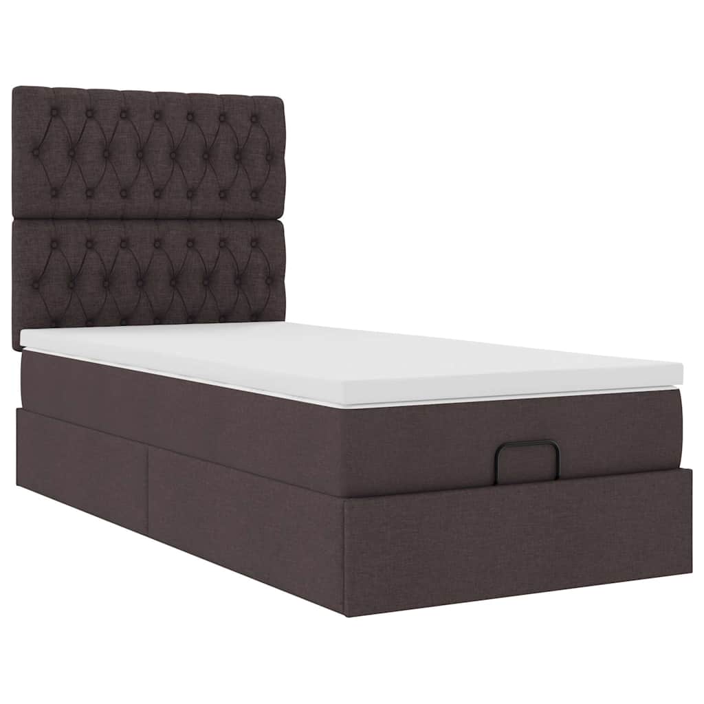 Ottoman bed met matras en LED's 80x200cm stof donkerbruin is nu te koop bij PeponiXL, paradijselijk wonen!