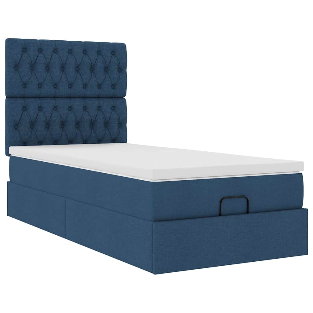 Ottoman bed met matras en LED's 80x200cm stof blauw is nu te koop bij PeponiXL, paradijselijk wonen!
